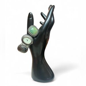 Vintage JB Jacoby Bender Sterling Silver Semi Precious Stone Bracelet Watch‎